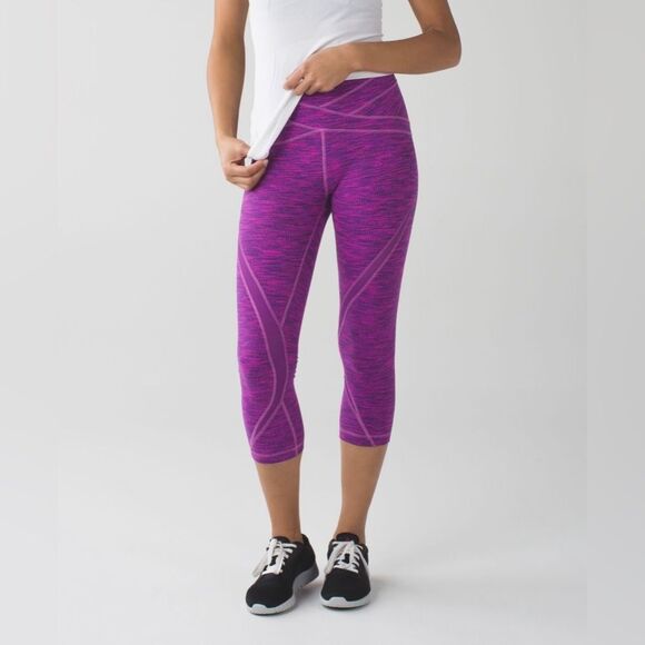 Lululemon Free Flow Crop in Space Dye Violet Womens Size 4 - Picture 1 of 11